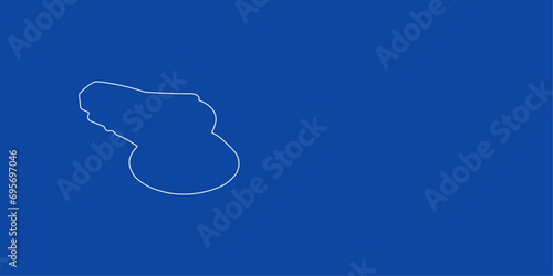 A large white outline sanding machine symbol on the left. Designed as thin white lines. Vector illustration on blue background