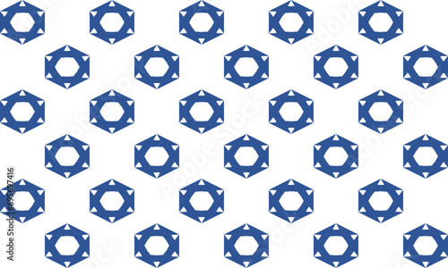 Blue sun star repeat pattern, replete image, design for fabric printing or wallpaper, repeat patter print, chessboard 