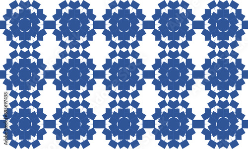 Blue and white flower seamless repeat pattern with elements, replete image design fabric printing, patter background 