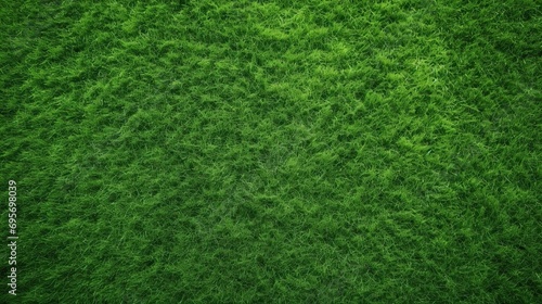Top view of the green grass of a soccer field photo