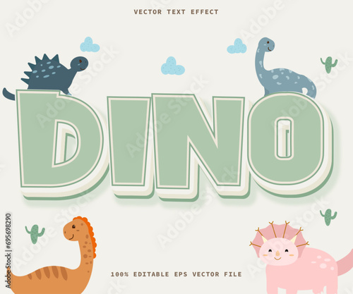 Dino 3d text effect editable text eps