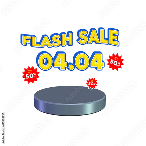 Flash sale discount with podium 3D render