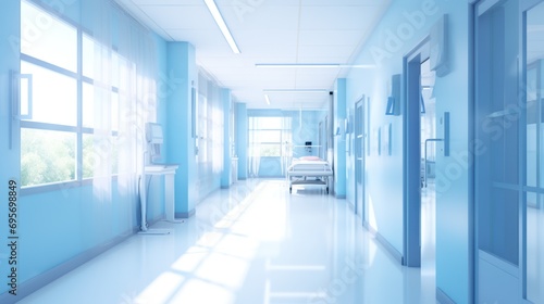 blurry hospital corridor with a luxurious and abstract design.,