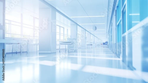 Blurred background, modern hospital bed, clean hospital