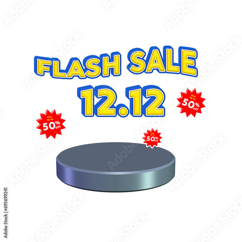 Flash sale discount with podium 3D render