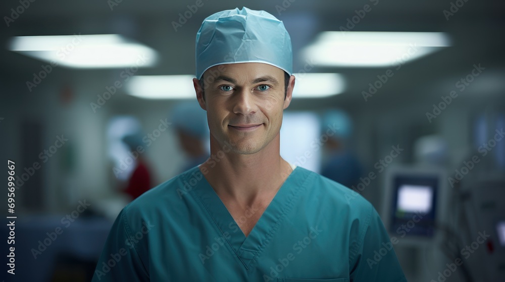 Happy optimistic young hospital surgeon, Happy optimistic young hospital surgeon,
