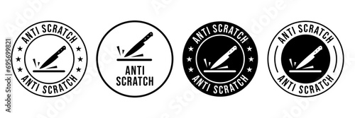 Anti scratch damage resistant icon, anti scratch surface  label vector for product. Elegant anti scratch mark vector for product packaging.