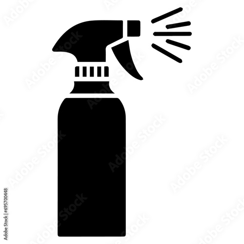 Minimal Spray bottle icon vector silhouette, white background, fill with black