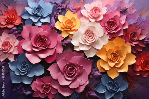 hand made colorful paper rose flowers