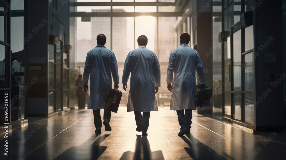 blurred hospital corridor,doctors walking down a corridor in hospital 