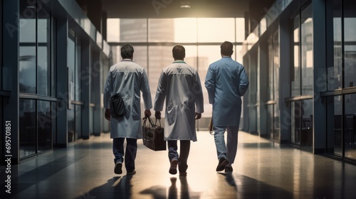 blurred hospital corridor,doctors walking down a corridor in hospital 