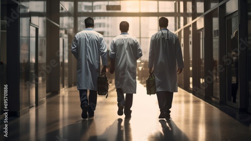 blurred hospital corridor,doctors walking down a corridor in hospital  © CStock