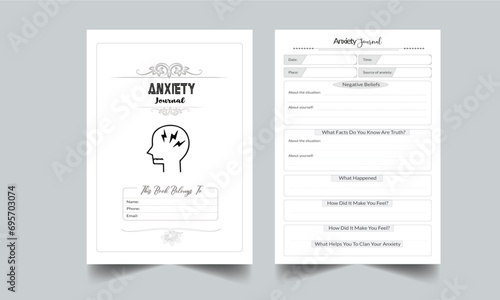 Anxiety Journal.  Daily Gratitude Monthly & Yearly Undated Planner. Journal. Printable Gratitude Journal. Planner Bundle Design. Printable Planner Set with cover page layout template