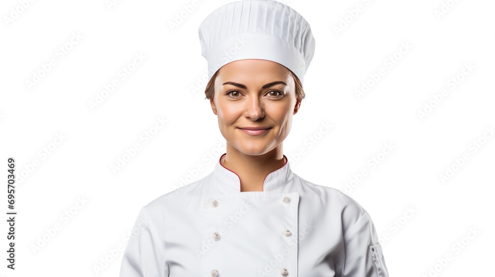 happy female chef isolated on white background happy female chef isolated on white background