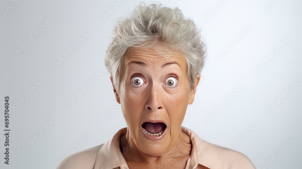 Senior woman shocked or afraid,Old Woman with surprised expression on her face Senior woman shocked or afraid,Old Woman with surprised expression on her face