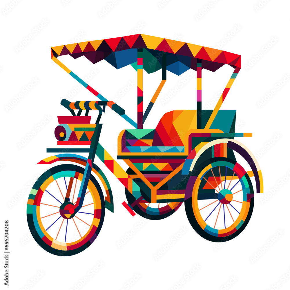 Philippine Padyak Tricycle Commute: Colorful Abstract Transport Art