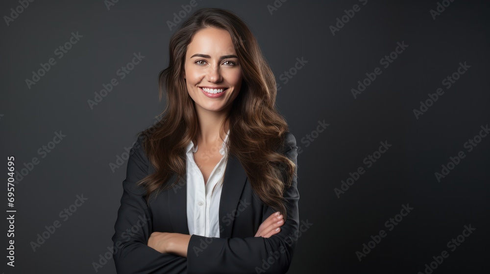 Portrait of smiling businesswoman enjoying standing Portrait of smiling businesswoman enjoying standing