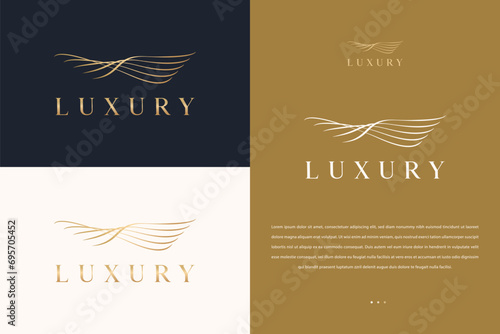 Luxury Abstract Wings and Eyelash Shape Logo Business Company Beauty Fashion Product 