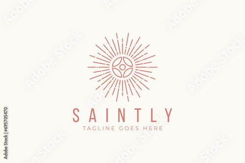 Shiny Bright Light Logo Abstract Sun  Vintage Sign Symbol Art Decorative