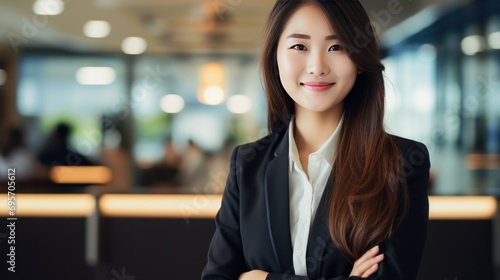 Successful young asian businesswoman in suit ready do business, 