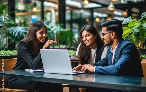 Indian businesspeople or employee group discussing to each other