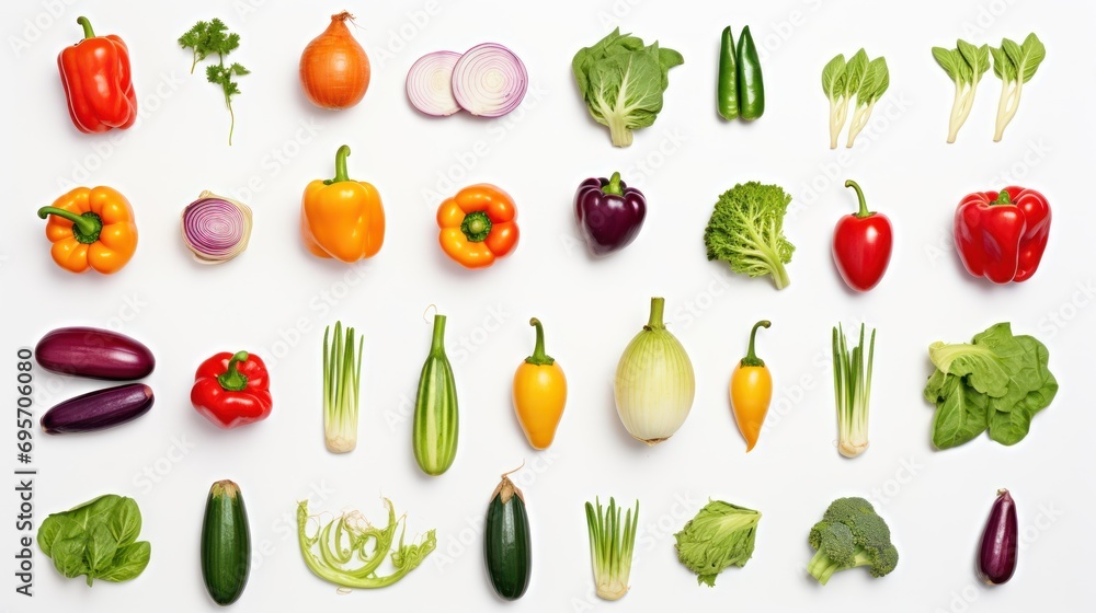 Top-down view collection of fresh and colorful vegetables Top-down view collection of fresh and colorful vegetables