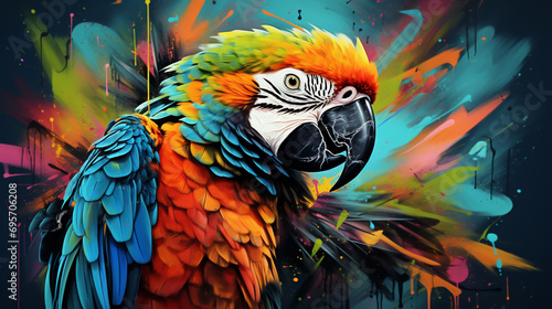 Vector ilustrasion. Double exposure photograph of a Brush style Bird background combined with colorful hand drawn painting,  © Salis