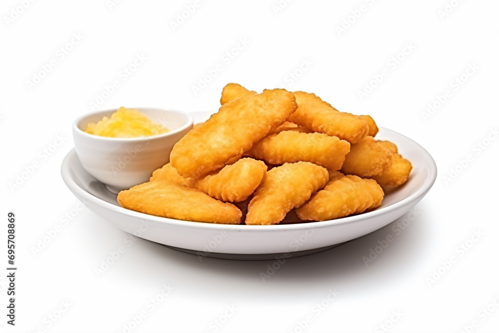 a plate of fried tater tots with a side of mustard a plate of fried tater tots with a side of mustard