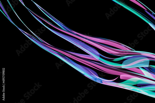 3d illustration of  design colorful  abstract wave on a  black   background. Voice recognition, equalizer, audio recorder. Symbol of intelligent technology
