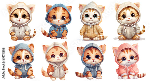 set of cute cats, Kitten on transparent background, generated ai © weissdesign