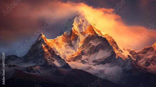sunset in the mountains. Generative Ai