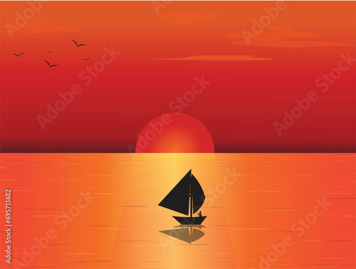sunset sailing waterscape