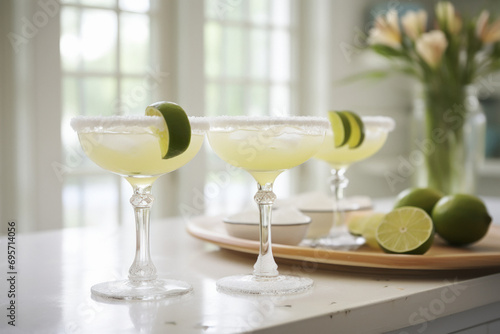 Frozen margaritas in traditional glasses