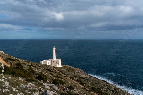view of the Punta Palascia Lighthouse and the Capo d'Otranto in Apulia in southern Italy