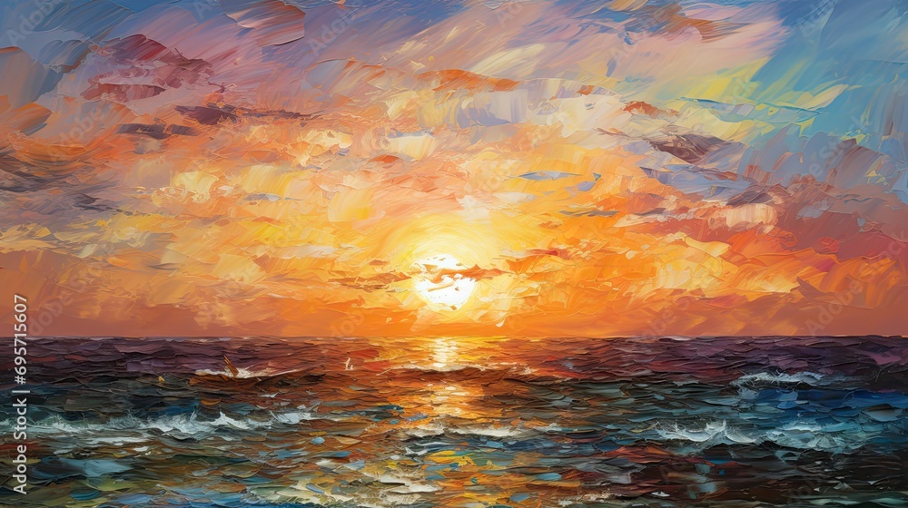 Sunrise Paint accumulation Palette knives heavy paint Sunrise Paint accumulation Palette knives heavy paint
