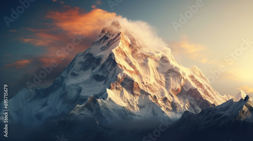 sunset in the mountains. Generative Ai © Shades3d