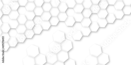 Abstract background with hexagons. Hexagonal structure futuristic white background and Embossed Hexagon, honeycomb white Background. hexagon concept design abstract technology background. 