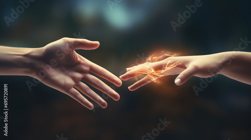 Close up of human hands touching