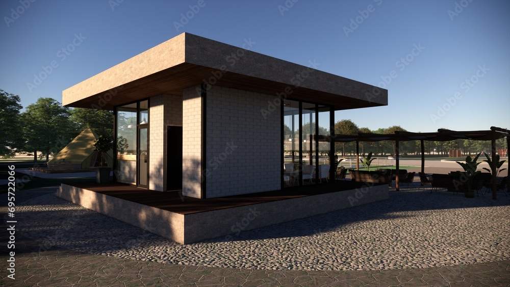 3d render coffee shop commercial building 3d render coffee shop commercial building