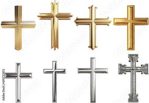 collection of metal gold and silver crosses