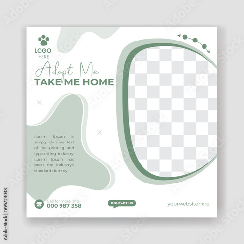 Pet care social media post design vector template