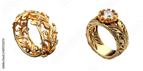 Exquisite Golden Fantasy Ring on Elegant Transparent Background