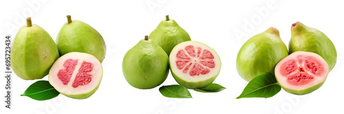 Vibrant Guava Fruit Set: Perfectly Ripe and Isolated on Transparent Background photo