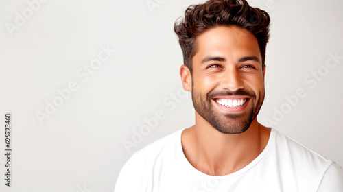 Portrait of a handsome Indian man smiling a snow-white smile