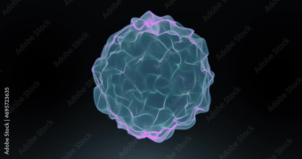 Animation of glowing blue mesh of connections spinning over black background Animation of glowing blue mesh of connections spinning over black background