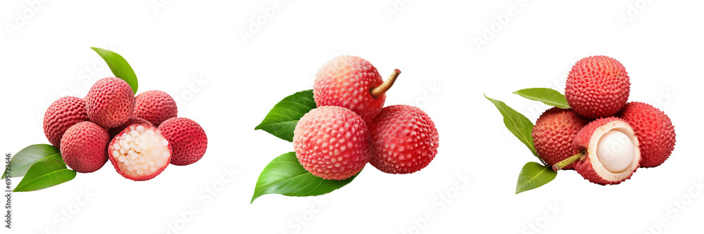 Exquisite Lychee Fruit Collection Isolated on Transparent Background Exquisite Lychee Fruit Collection Isolated on Transparent Background