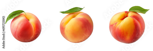 Vibrant Peach Fruit on Transparent Background - Captivating Set of Fleshy Goodness photo