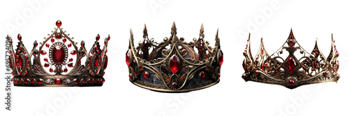 Enchanting Red Fantasy Crown: Majestic Decor on Transparency