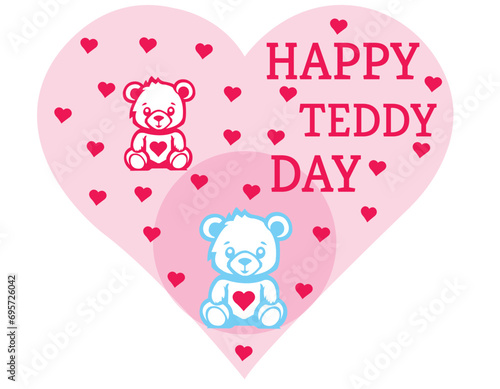 teddy day card with heart Vectore Illustration  photo
