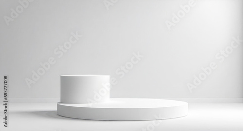 podium pedestal stage empty scene luxury product display natural background for product placement. Abstract Geometric Circle Cylinder Podium Background. 3d illustration